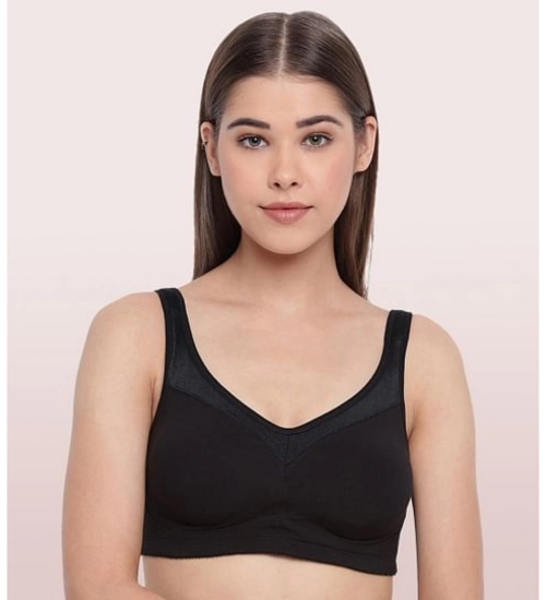 Enamor A112 Women's Cotton Full Support Bra (Black)