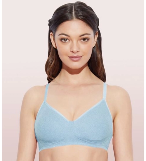 Enamor A042 Women's Cotton Everyday Non Padded And Wirefree Bra (Chambray-Melange)