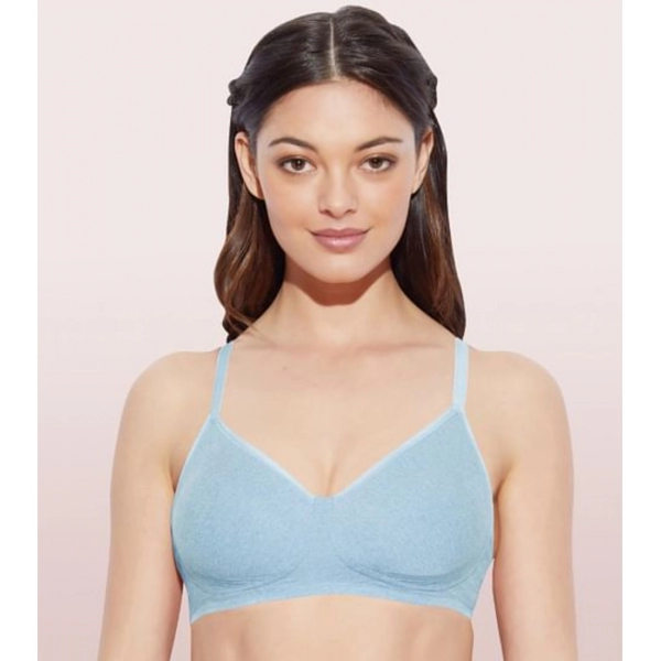 Dropship Enamor A042 Women's Cotton Everyday Non Padded And Wirefree Bra (Chambray-Melange)