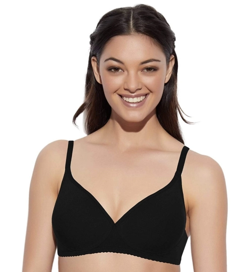 Enamor A039 Women's Cotton Non-Wired &amp; Medium Coverage T-Shirt Bra (Black)
