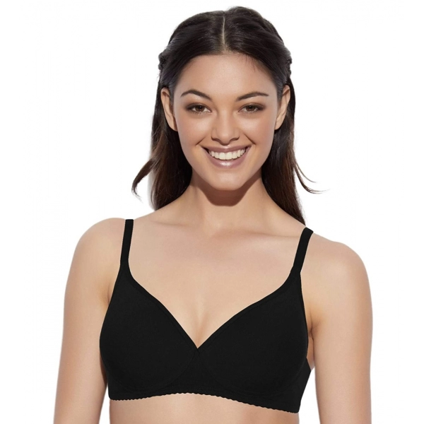 Dropship Enamor A039 Women's Cotton Non-Wired &amp; Medium Coverage T-Shirt Bra (Black)