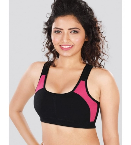 Dermawear SB-1101 Women's 4D Stretch Sports Bra (Black-Pink)