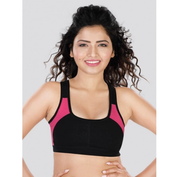 Dropship Dermawear SB-1101 Women's 4D Stretch Sports Bra (Black-Pink)