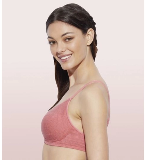 Enamor A042 Women's Cotton Everyday Non Padded And Wirefree Bra (Tomato-Melange)