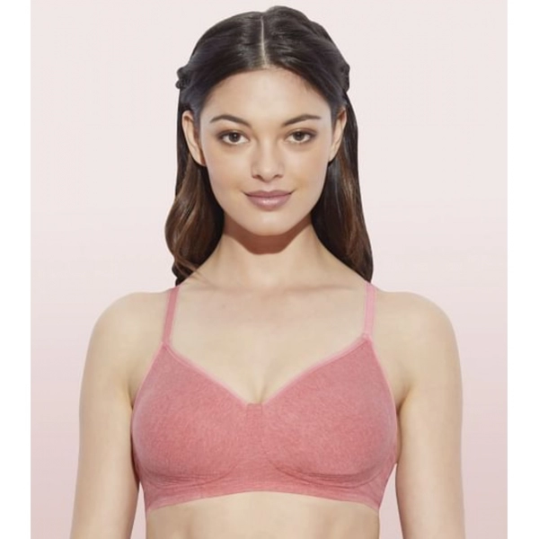 Dropship Enamor A042 Women's Cotton Everyday Non Padded And Wirefree Bra (Tomato-Melange)