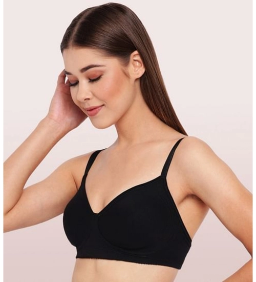Enamor A042 Women's Cotton Everyday Non Padded And Wirefree Bra (Black)