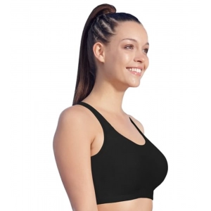 Enamor SB06 Women's Cotton Low Impact Non-Padded, Non-Wired, High-Coverage Bra (Black)