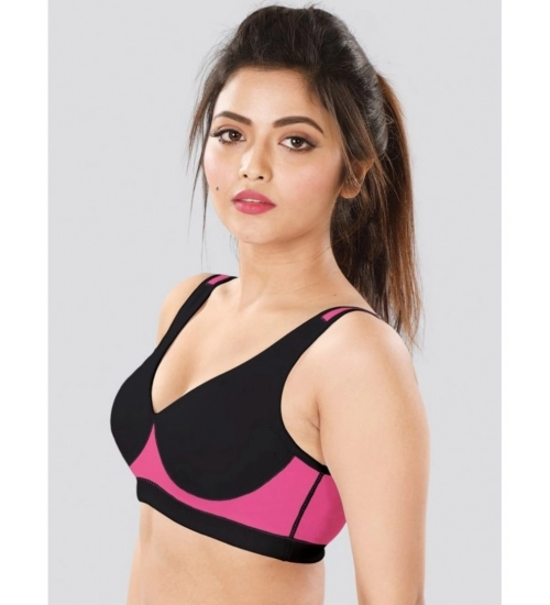 Dermawear SB-1102 Women's 4D Stretch Sports Bra (Black-Pink)