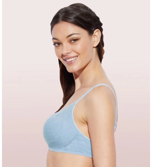Enamor A042 Women's Cotton Everyday Non Padded And Wirefree Bra (Chambray-Melange)
