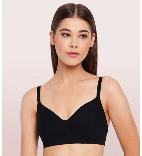 Enamor A042 Women's Cotton Everyday Non Padded And Wirefree Bra (Black)