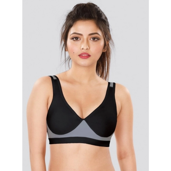 Dropship Dermawear SB-1102 Women's 4D Stretch Sports Bra (Black-Grey)
