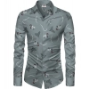 Men's Casual Floral Printed Cotton Blend Unstitched Shirt Fabric 1.6 Mtrs (Grey)