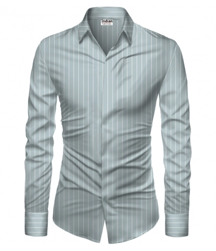 Men's Casual Floral Printed Cotton Blend Unstitched Shirt Fabric 1.6 Mtrs (Grey)
