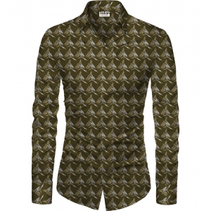 Generic Men's Casual Floral Printed Cotton Blend Unstitched Shirt Fabric 1.6 Mtrs (Brown)