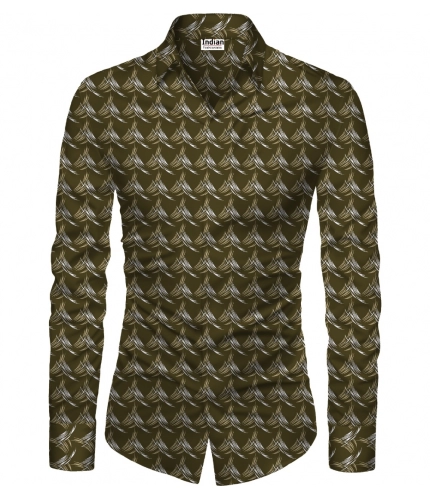 Men's Casual Floral Printed Cotton Blend Unstitched Shirt Fabric 1.6 Mtrs (Brown)