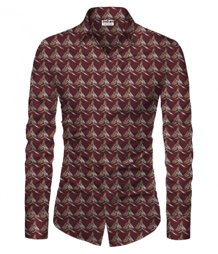 Men's Casual Floral Printed Cotton Blend Unstitched Shirt Fabric 1.6 Mtrs (Maroon)