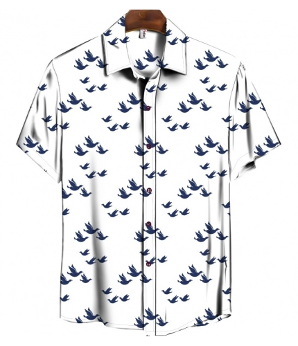 Men's Casual Floral Printed Cotton Blend Unstitched Shirt Fabric 1.6 Mtrs (Blue)