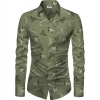 Men's Casual Floral Printed Cotton Blend Unstitched Shirt Fabric 1.6 Mtrs (Green)