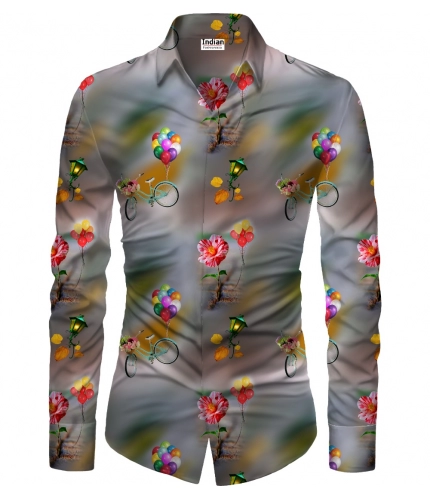 Men's Casual Floral Printed Cotton Blend Unstitched Shirt Fabric 1.6 Mtrs (Multicolor)