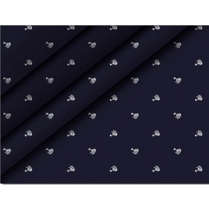Generic Men's Casual Floral Printed Cotton Blend Unstitched Shirt Fabric 1.6 Mtrs (Dark Blue)