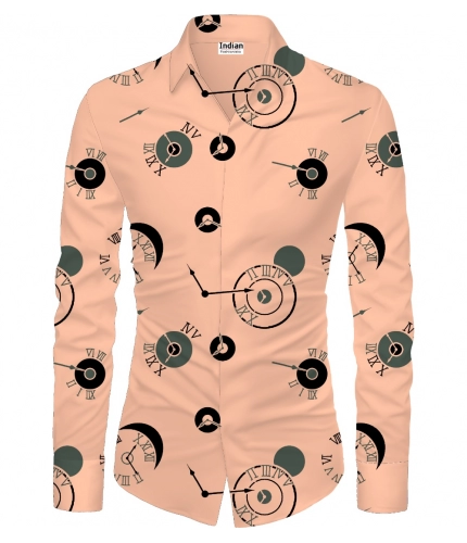 Men's Casual Floral Printed Cotton Blend Unstitched Shirt Fabric 1.6 Mtrs (Orange)