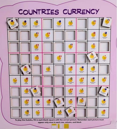 Countries- Currency Wooden Puzzle Game Toys (MultiColor)