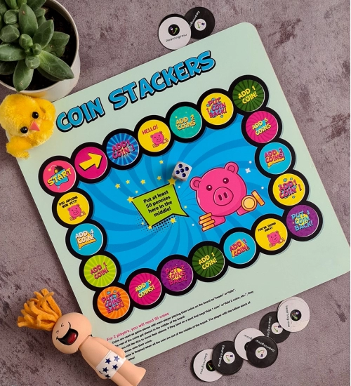 Coin stacker Wooden Board Game Toys (MultiColor)