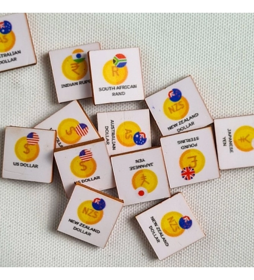 Countries- Currency Wooden Puzzle Game Toys (MultiColor)