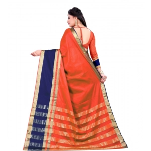 Generic Women's Jacquard Woven Saree With Unstitched Blouse 5.5Mtr (Orange)