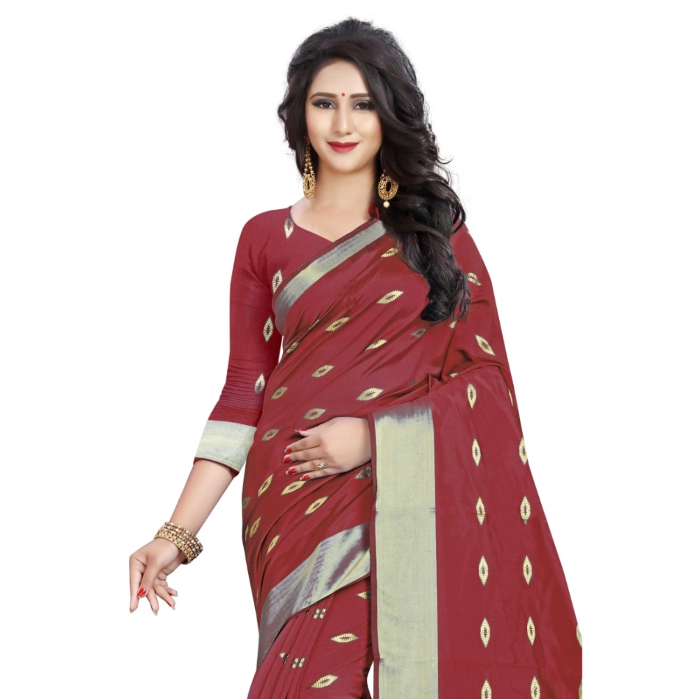 Women's Silk Blend Woven Saree With Unstitched Blouse 5.5Mtr (Red) Women's Silk Blend Woven Saree With Unstitched Blouse 5.5Mtr (Red)