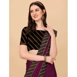 Generic Women's Chiffon Self Design Saree With Unstitched Blouse 5.5Mtr (Purple)