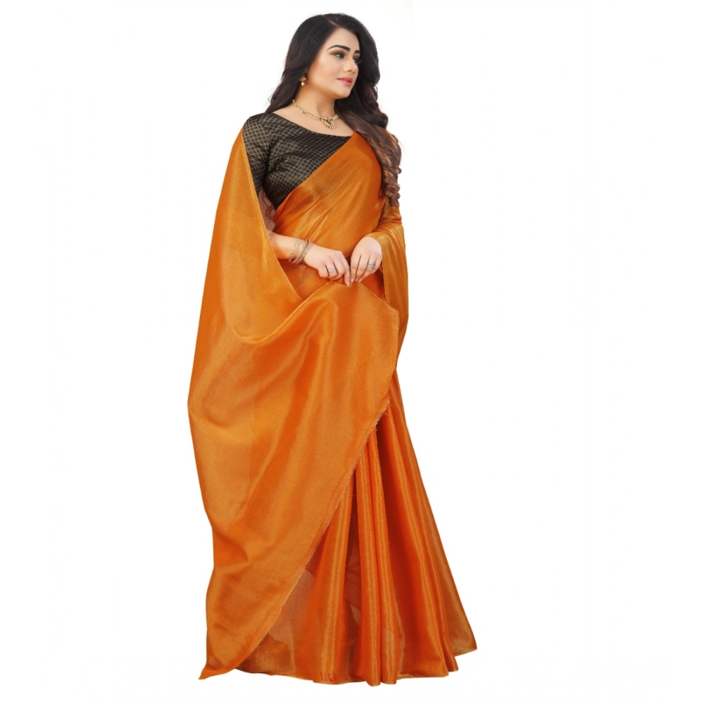 Women's Cotton Silk Self Design Saree With Unstitched Blouse 5.5Mtr (Orange) Women's Cotton Silk Self Design Saree With Unstitched Blouse 5.5Mtr (Orange)
