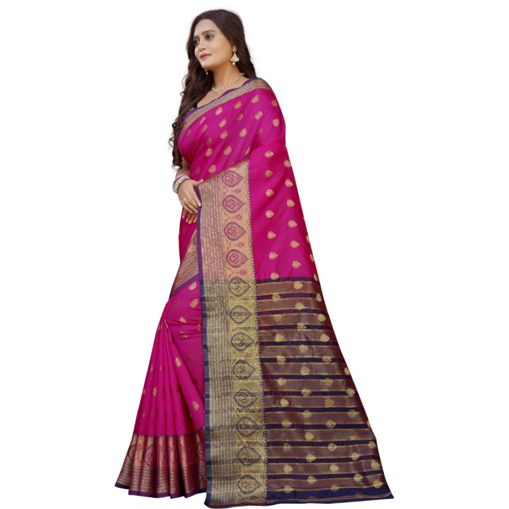 Women's Silk Blend Woven Saree With Unstitched Blouse 5.5Mtr (Purple-Pink) Women's Silk Blend Woven Saree With Unstitched Blouse 5.5Mtr (Purple-Pink)