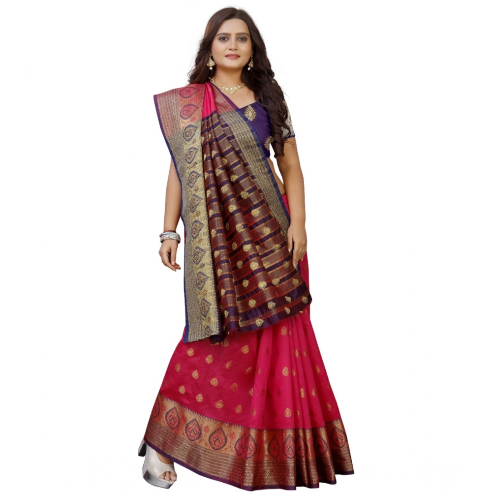 Women's Silk Blend Woven Saree With Unstitched Blouse 5.5Mtr (Multicolor) Women's Silk Blend Woven Saree With Unstitched Blouse 5.5Mtr (Multicolor)