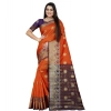 Women's Silk Blend Woven Saree With Unstitched Blouse 5.5Mtr (Blue-Orange) Women's Silk Blend Woven Saree With Unstitched Blouse 5.5Mtr (Blue-Orange)