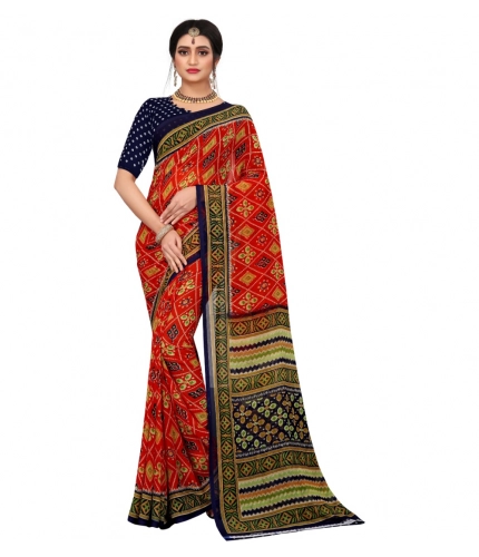 Women's Georgette Floral Print Saree With Unstitched Blouse 5.5Mtr (Multicolor)