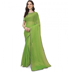 Generic Women's Silk Blend Embellished Saree With Unstitched Blouse 5.5Mtr (Green)