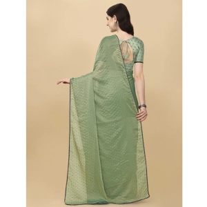 Generic Women's Silk Blend Embellished Saree With Unstitched Blouse 5.5Mtr (Light Green)