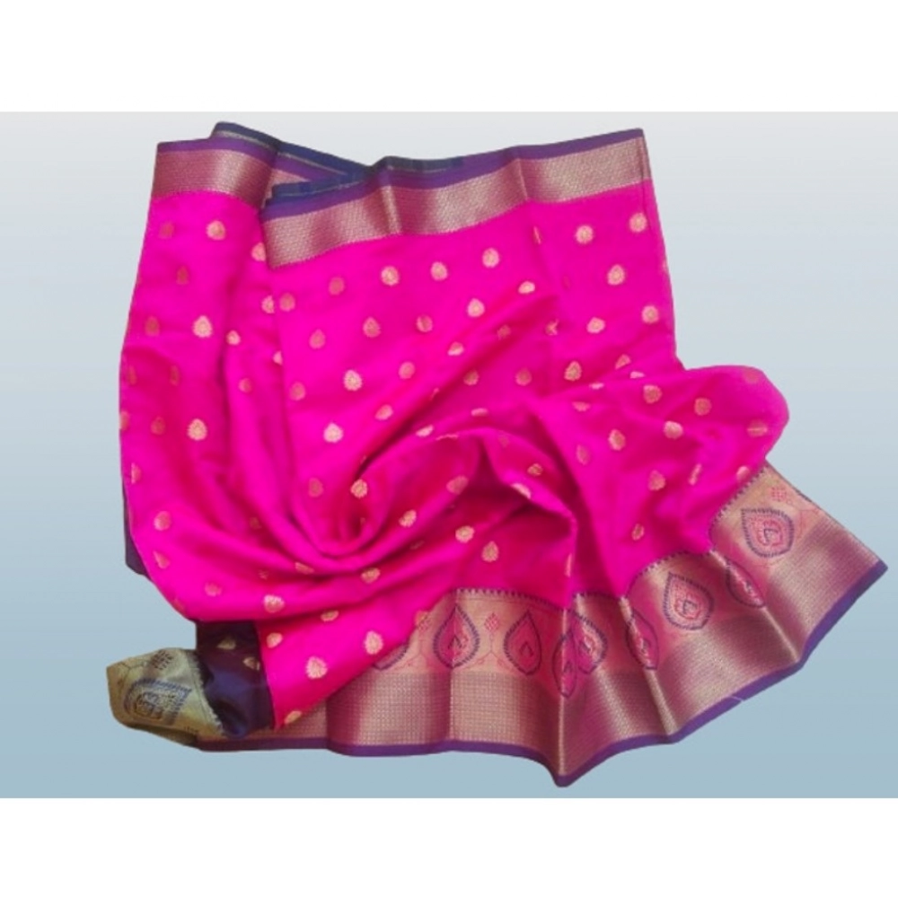 Women's Silk Blend Woven Saree With Unstitched Blouse 5.5Mtr (Pink) Women's Silk Blend Woven Saree With Unstitched Blouse 5.5Mtr (Pink)