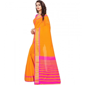 Generic Women's Jacquard Woven Saree With Unstitched Blouse 5.5Mtr (Orange)