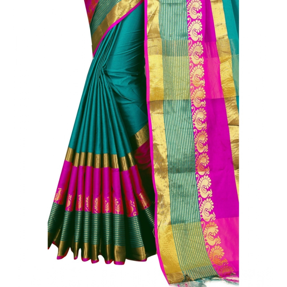 Women's Jacquard Woven Saree With Unstitched Blouse 5.5Mtr (Dark Green) Women's Jacquard Woven Saree With Unstitched Blouse 5.5Mtr (Dark Green)