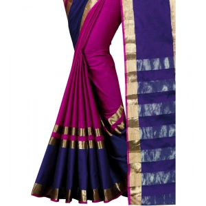 Generic Women's Jacquard Woven Saree With Unstitched Blouse 5.5Mtr (Purple)