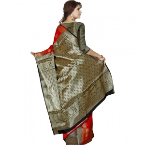 Generic Women's Jacquard Woven Saree With Unstitched Blouse 5.5Mtr (Red)