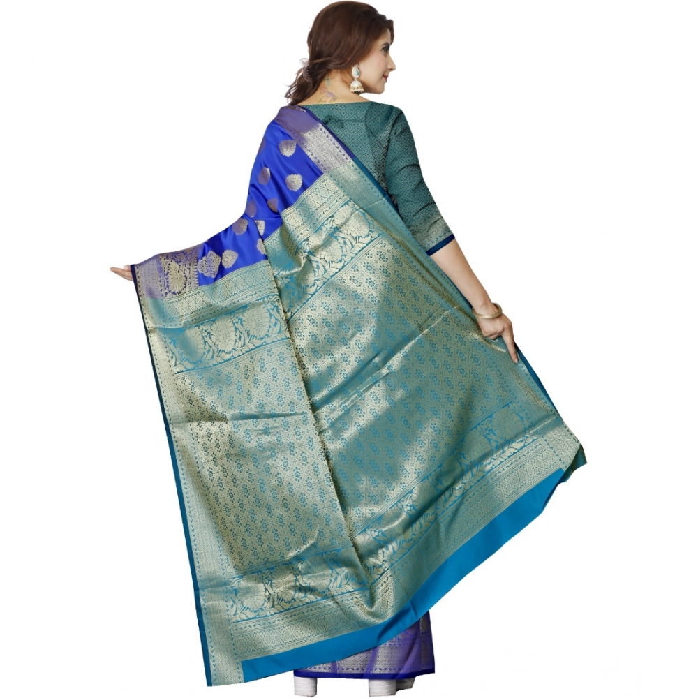 Women's Jacquard Woven Saree With Unstitched Blouse 5.5Mtr (Blue) Women's Jacquard Woven Saree With Unstitched Blouse 5.5Mtr (Blue)
