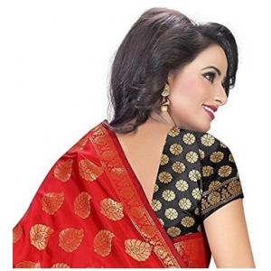 Generic Women's Jacquard Woven Saree With Unstitched Blouse 5.5Mtr (Red)