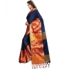 Women's Jacquard Woven Saree With Unstitched Blouse 5.5Mtr (Blue)