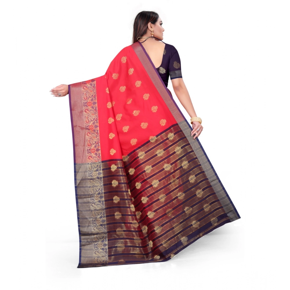 Women's Silk Blend Woven Saree With Unstitched Blouse 5.5Mtr (Red) Women's Silk Blend Woven Saree With Unstitched Blouse 5.5Mtr (Red)