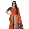 Women's Silk Blend Woven Saree With Unstitched Blouse 5.5Mtr (Blue-Orange) Women's Silk Blend Woven Saree With Unstitched Blouse 5.5Mtr (Blue-Orange)