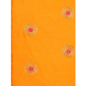 Generic Women's Silk Blend Embroidered Saree With Unstitched Blouse 5.5Mtr (Yellow)