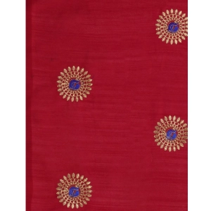 Generic Women's Silk Blend Embroidered Saree With Unstitched Blouse 5.5Mtr (Red)